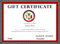 San Antonio Bartending School Gift Certificate